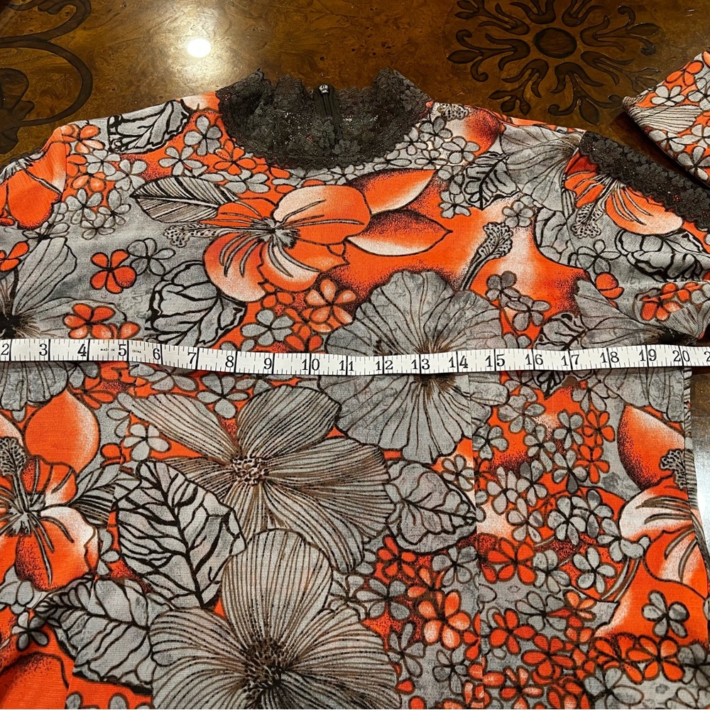 Floral Long Sleeve Top - Orange and Black - Picture 8 of 8